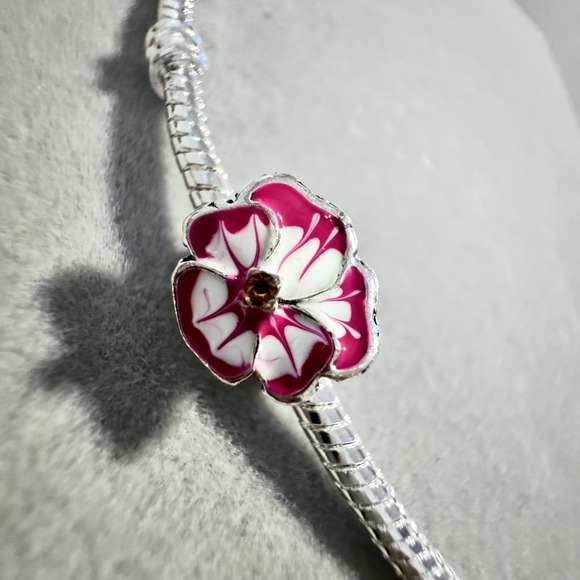 Pink Flower Bead Charm fits Pandora Bracelet - Picture 6 of 13
